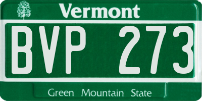 VT license plate BVP273