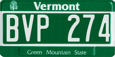 VT license plate BVP274