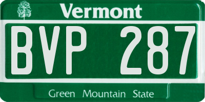 VT license plate BVP287
