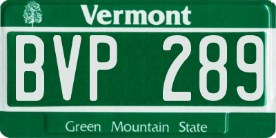 VT license plate BVP289