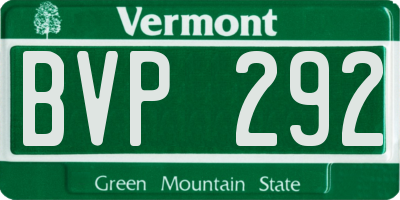 VT license plate BVP292