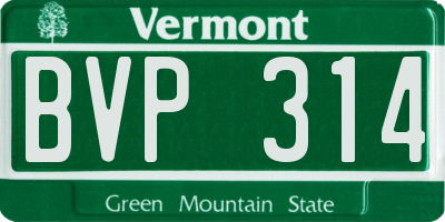 VT license plate BVP314