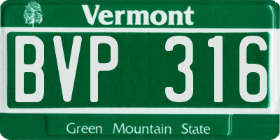VT license plate BVP316
