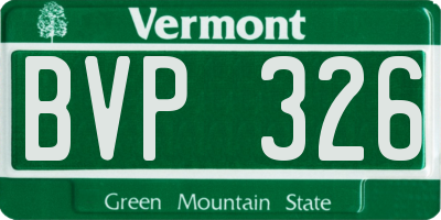 VT license plate BVP326