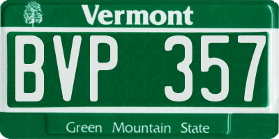 VT license plate BVP357