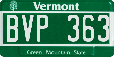 VT license plate BVP363