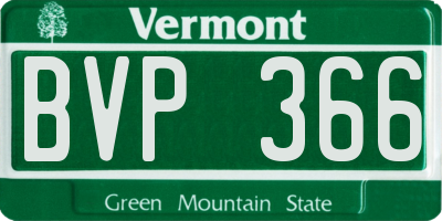 VT license plate BVP366