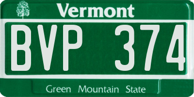 VT license plate BVP374