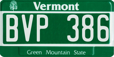 VT license plate BVP386