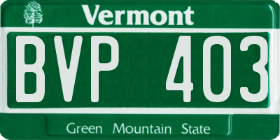 VT license plate BVP403
