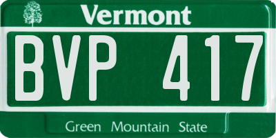 VT license plate BVP417