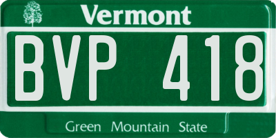 VT license plate BVP418