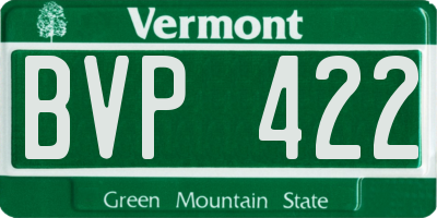 VT license plate BVP422