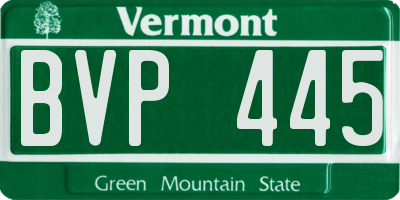 VT license plate BVP445