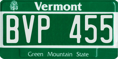 VT license plate BVP455