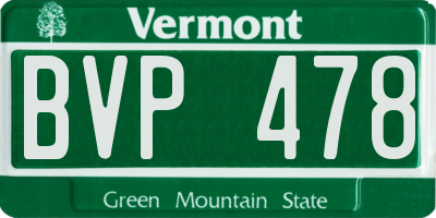 VT license plate BVP478