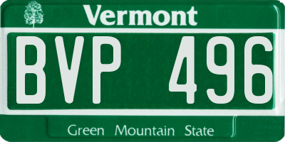 VT license plate BVP496