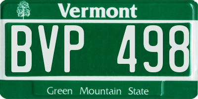 VT license plate BVP498