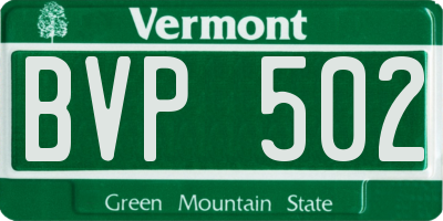 VT license plate BVP502