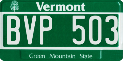 VT license plate BVP503