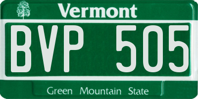 VT license plate BVP505