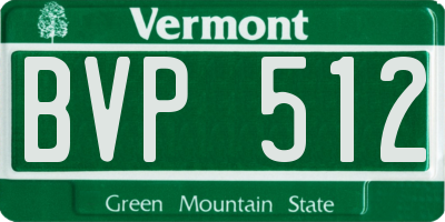 VT license plate BVP512