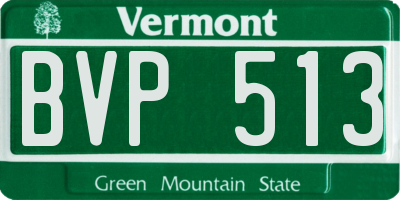 VT license plate BVP513