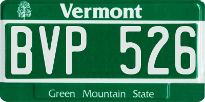 VT license plate BVP526
