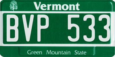 VT license plate BVP533