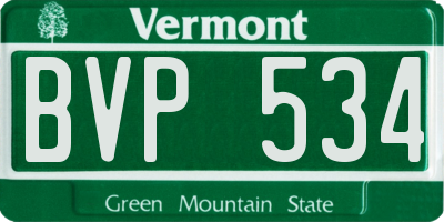 VT license plate BVP534