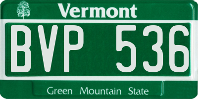 VT license plate BVP536