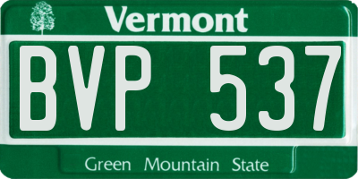 VT license plate BVP537