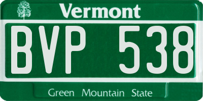 VT license plate BVP538