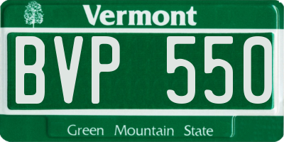 VT license plate BVP550