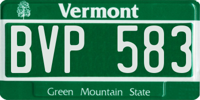 VT license plate BVP583
