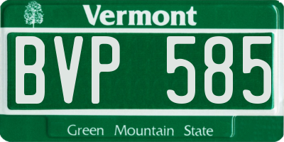 VT license plate BVP585