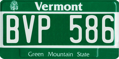 VT license plate BVP586