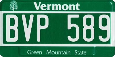VT license plate BVP589