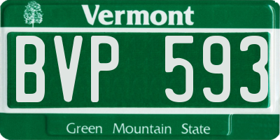 VT license plate BVP593