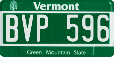 VT license plate BVP596