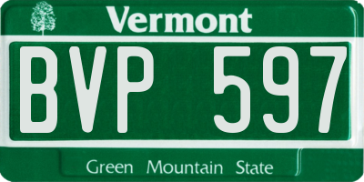 VT license plate BVP597