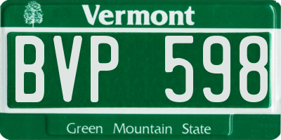 VT license plate BVP598