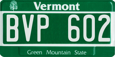 VT license plate BVP602