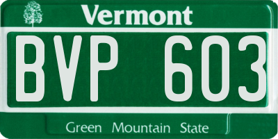 VT license plate BVP603