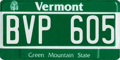 VT license plate BVP605