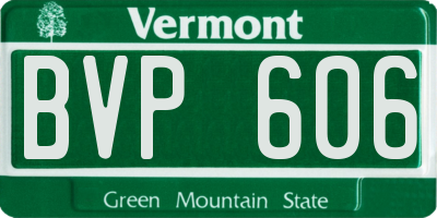 VT license plate BVP606