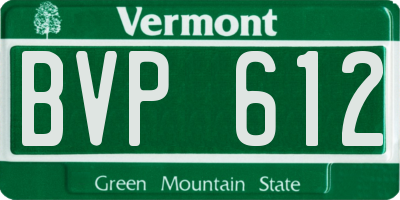 VT license plate BVP612