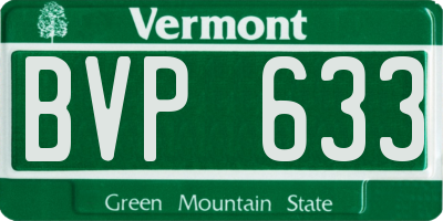 VT license plate BVP633