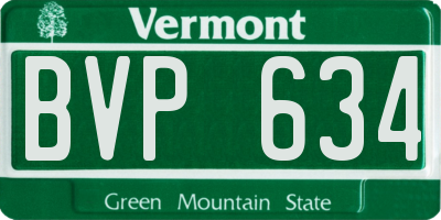VT license plate BVP634