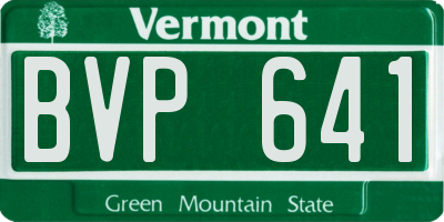 VT license plate BVP641